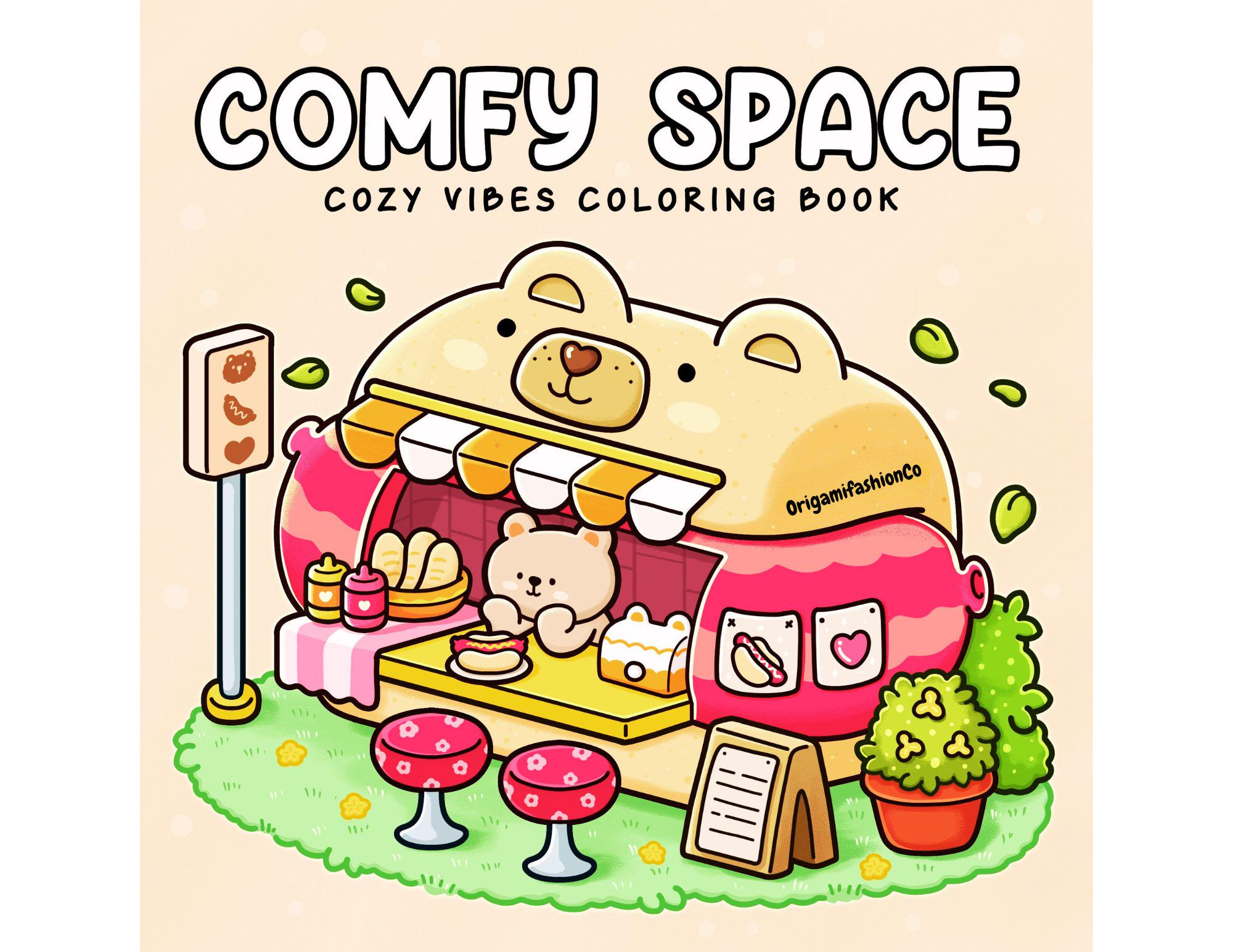 Coco Wyo Comfy Space Adult Coloring Book (Digital) – 42 Cute, Cozy Pages Instant Download