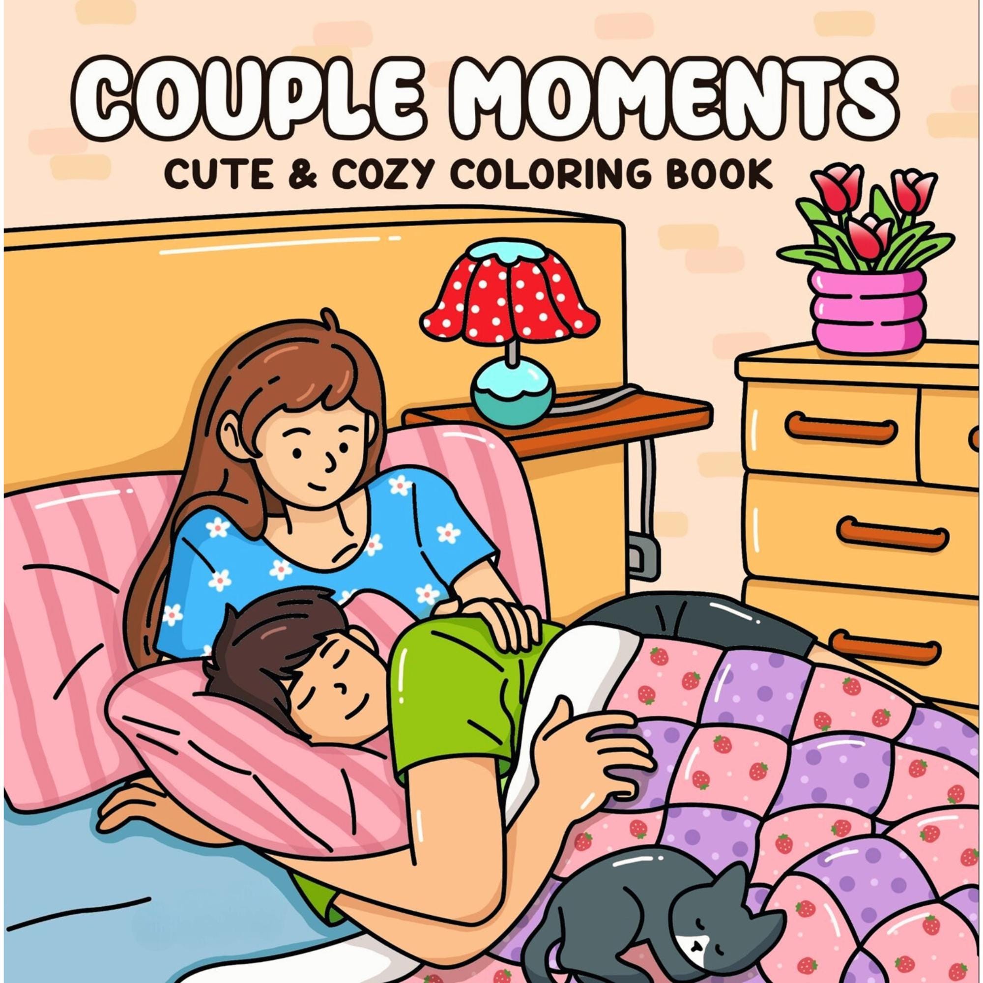 Fuzzy Hygge: Cute & Cozy Couple Moments Coloring Book for Adults and Teens – 40 Printable Pages, Instant PDF Download - Image 1