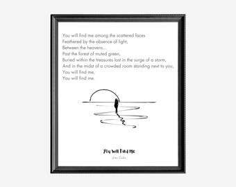 You Will Find Me Poem Print – Literary Wall Art, Office Decor