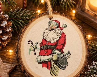 Rustic wooden hand painted Christmas baubles