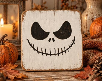 Pack of 4 handcrafted solid wood coasters, Halloween autumnal feel