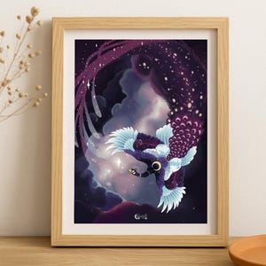 Le Paon de Nuit – Illustration (carte A6, print A5, toile A4, poster A3)