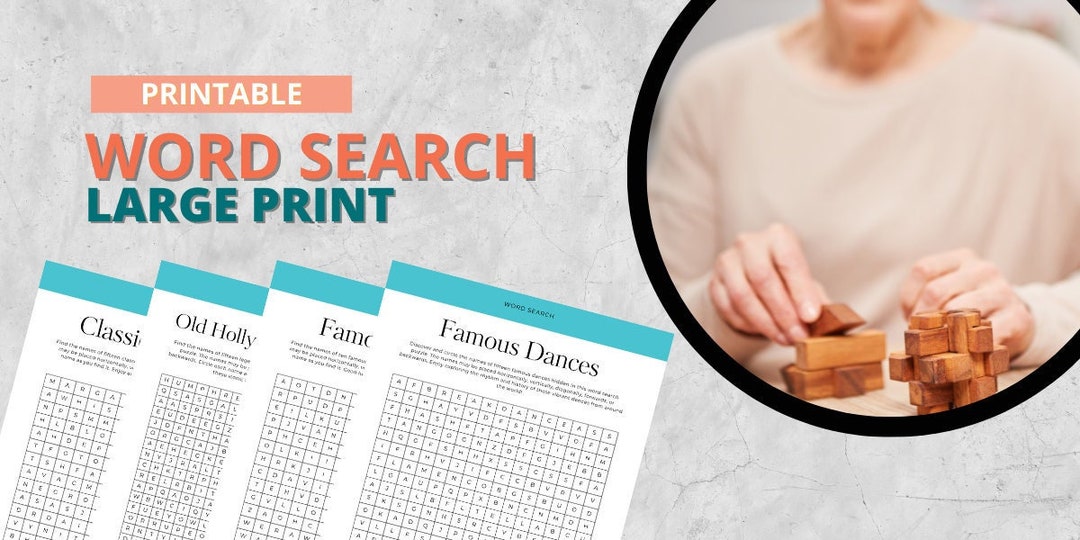 Word Search for Seniors Large Print - Etsy