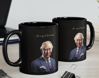 King Charles Mug England Gift London Art King Charles Coronation Coffee Mug British Royal Tea Cup Royal Portrait Father's Day Gift Under 20
