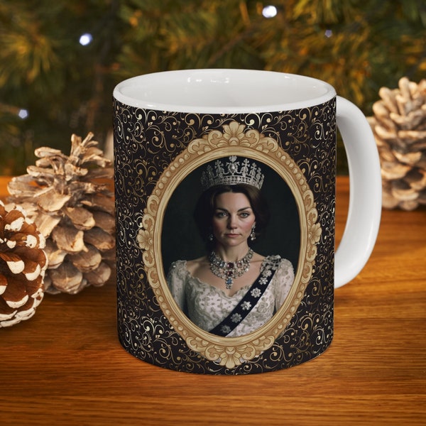 Princess Kate Middleton Style Crown Royal Mug Princess of Wales Royal Portrait Tea Cup British Royal Family Room Decor Royal Gift for Her