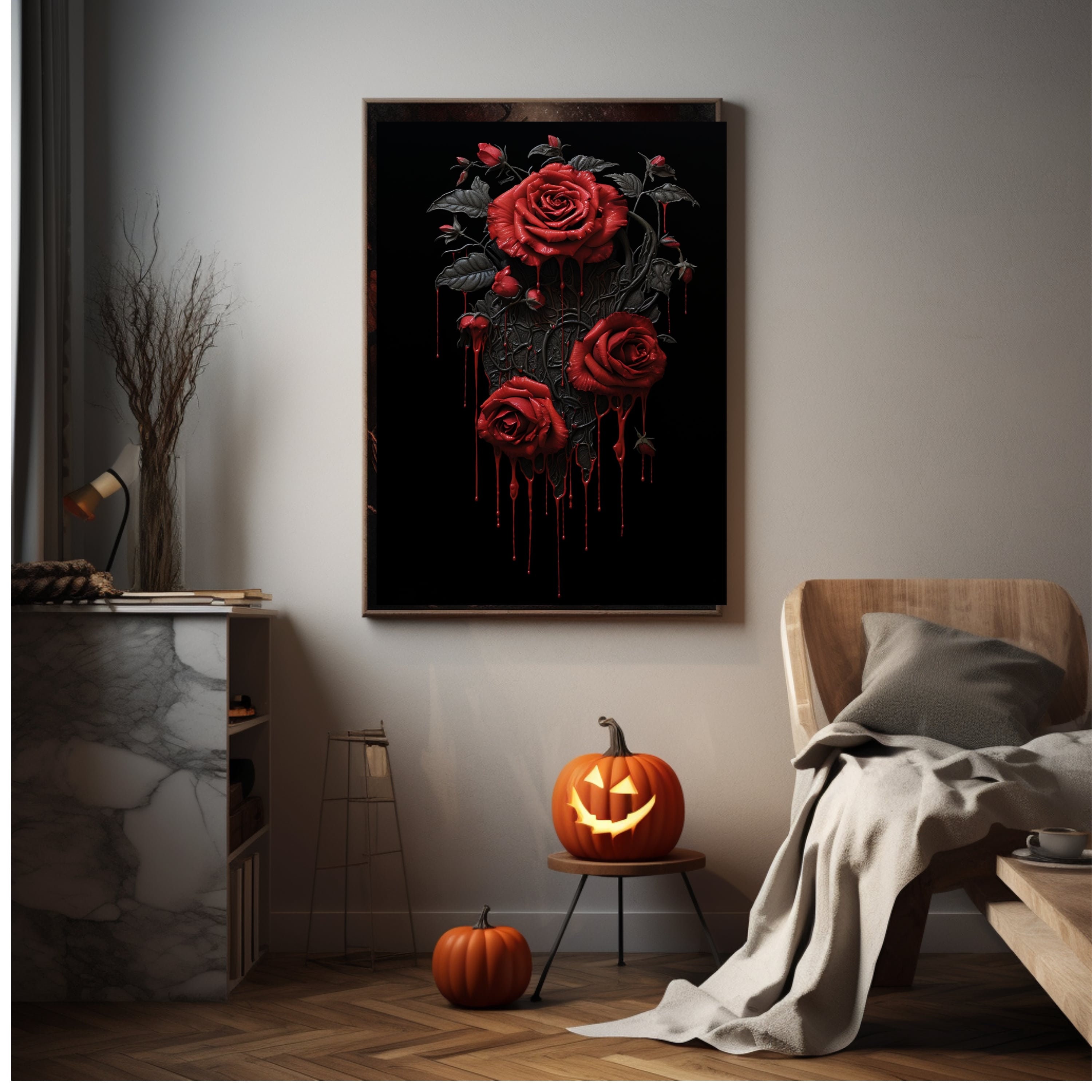 Bleeding Red Roses Printable Wall Art, Dark Dripping Roses, Gothic Chic ...