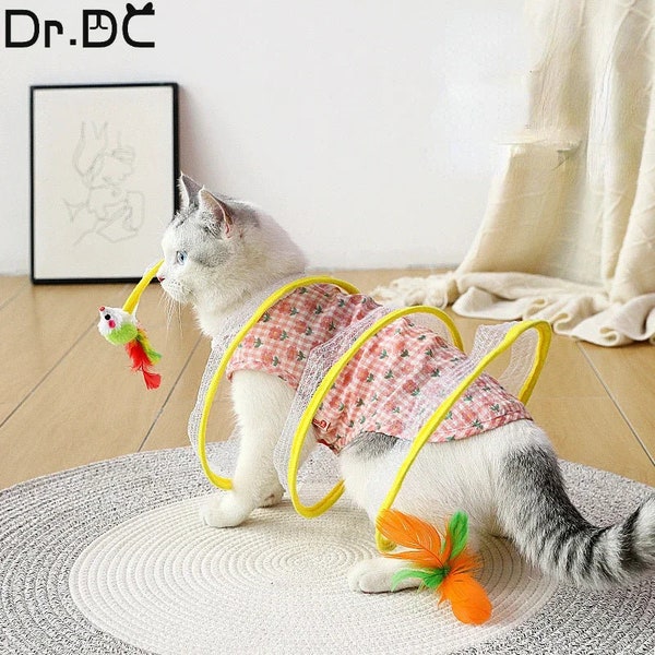 Folded Cat Tunnel S Type Cats Tunnel Spring Toy Mouse Tunnel Cat Outdoor Cat Toys For Kitten Interactive Cat Supplies Tiktok Products