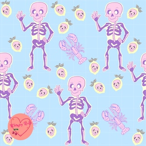 Phantom Gelato Halloween Pattern | Spooky Skeletons | Seamless Repeat | 300 DPI | 12x12” Digital Paper | Whimsy Belle-Almalfi-summerween