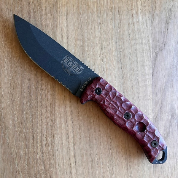 ESEE-5/6 Textured Purpleheart exotic wood scales