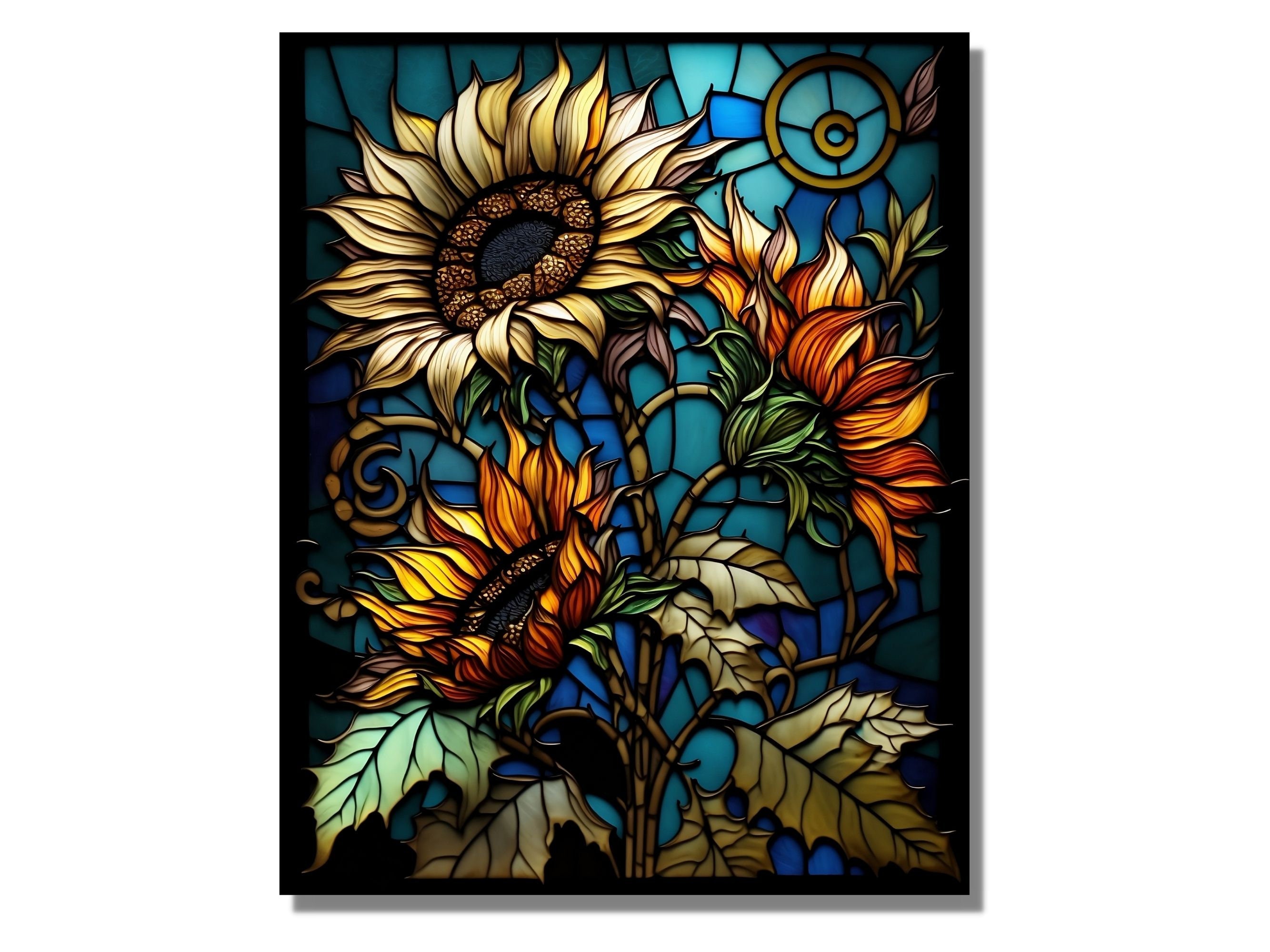 Sunflowers Stained Glass by Vitree, Designer Italian Stained Glasses