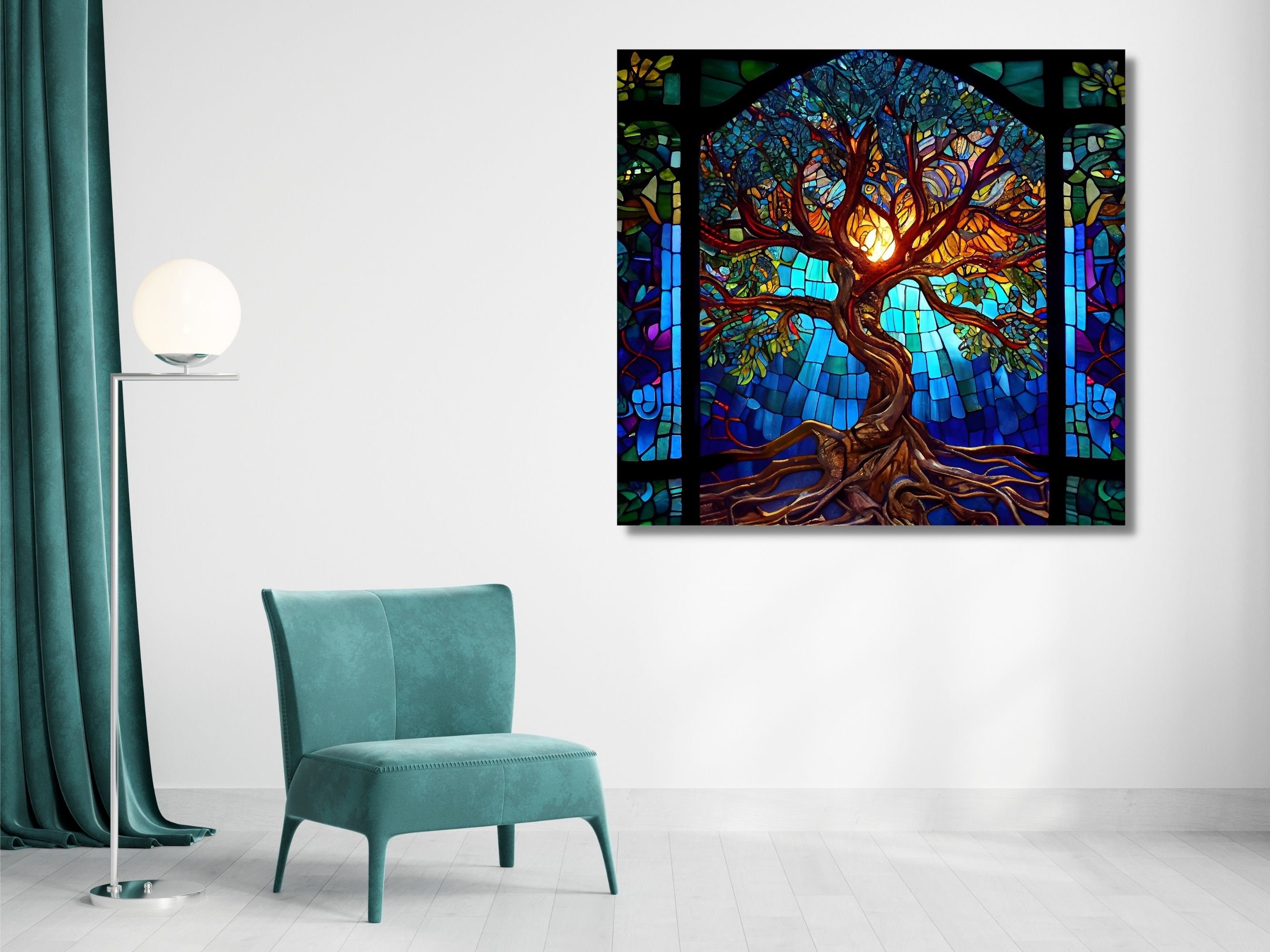 Tree of Life Stained Glass Wall Painting Art Work, Stained Glass Window ...