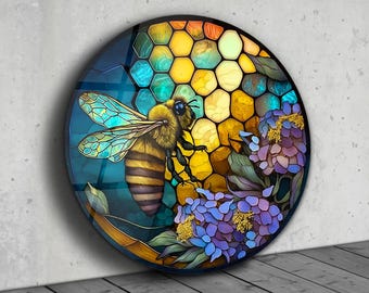 Stained Glass Wall Painting Art Work, Stain Glass Window Wall Hangings Panel, Home Glass Wall Art Decor Stained Glass Painting,Stepmom Gift