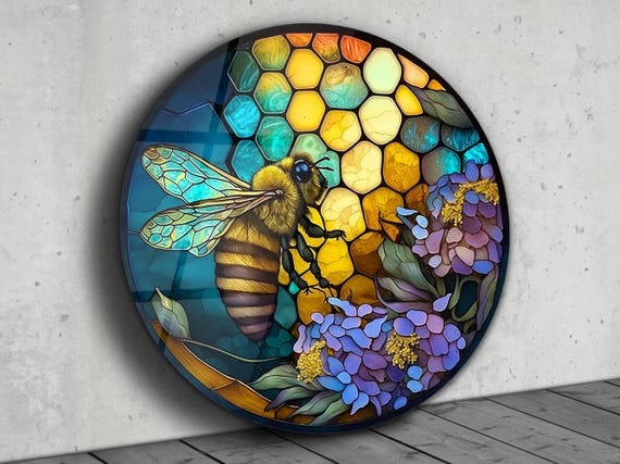 Stained Glass Wall Painting Art Work, Stain Glass Window Wall Hangings Panel, Home Glass Wall Art Decor Stained Glass Painting,Stepmom Gift