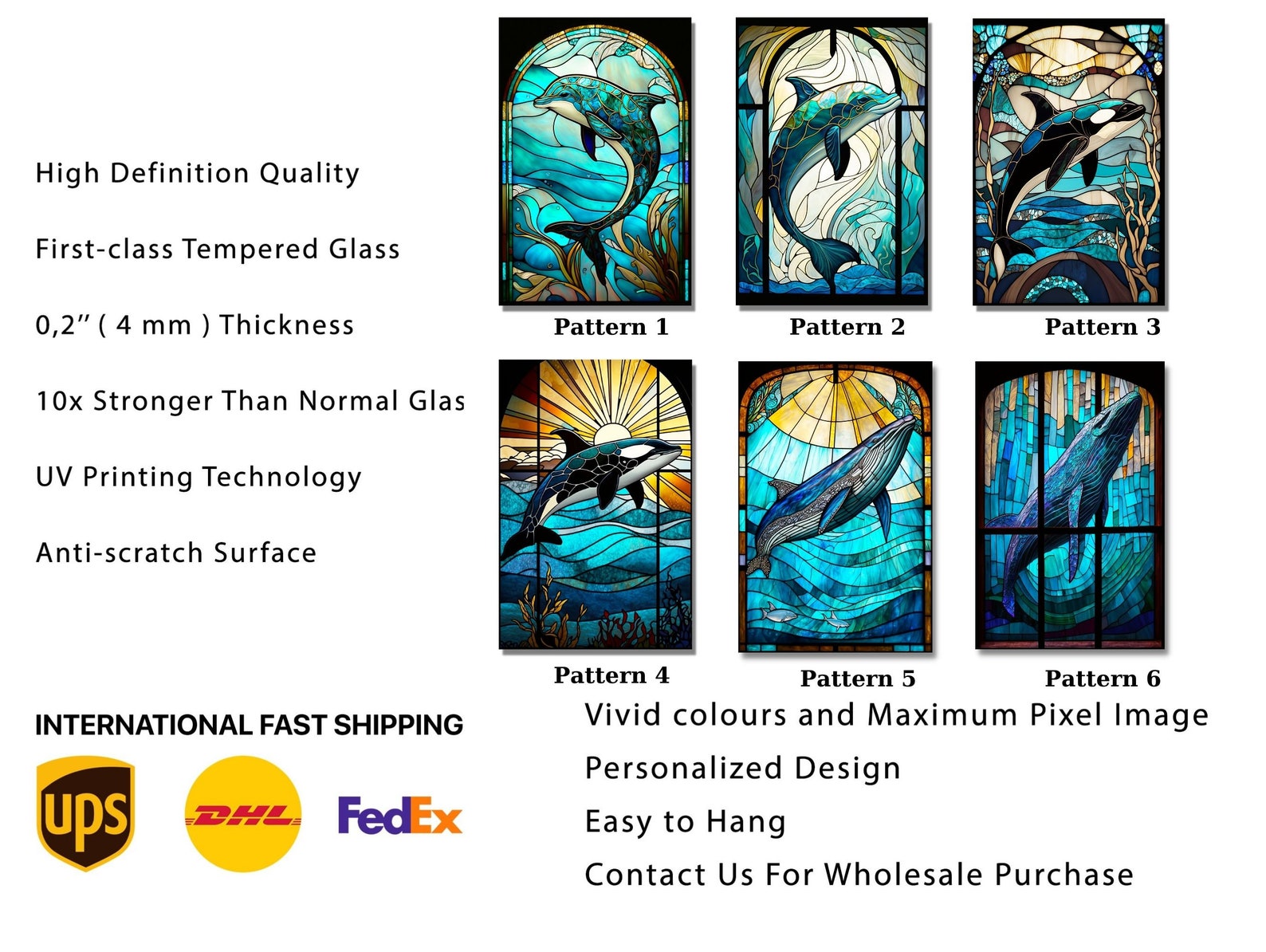 Curated visual reference: Visual Reference: Sea Life Stained Glass Wall Painting Window Wall Hangings Panel