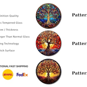 Tree of Life Stained Glass Wall Painting -Home&Office Wall Art Decor Round Wall Hangings-Stain Glass Art Deco Panel Uv Printing-Stepmom Gift image 5