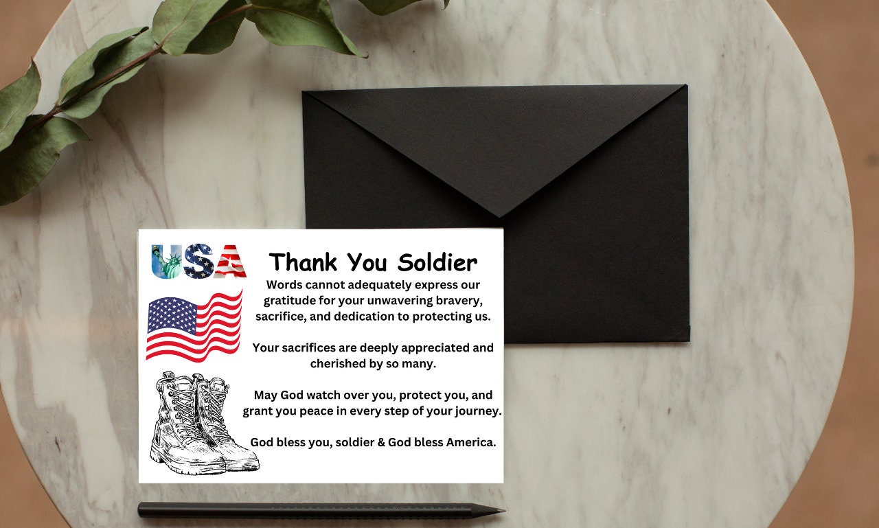 Thank You Soldier Card, Thank A Soldier Thank You Card,printable ...