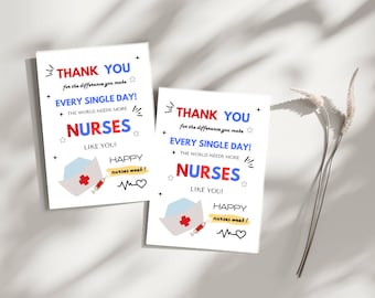 Nurse Appreciation Thank You Card, Nurse Thank You Printable Card, Nurse Day Gift, Nurse Appreciation Card, Nurse Week Gift Gratitude Card