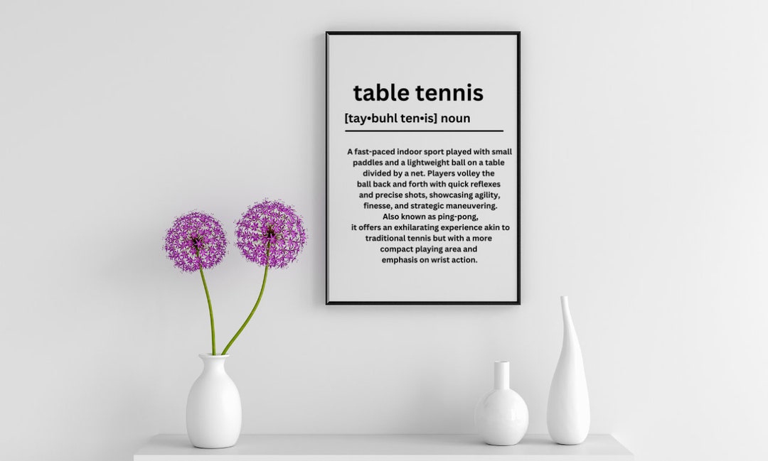 Table Tennis Definition Wall Art, Printable Table Tennis Game Room Wall Art, Table Tennis Art