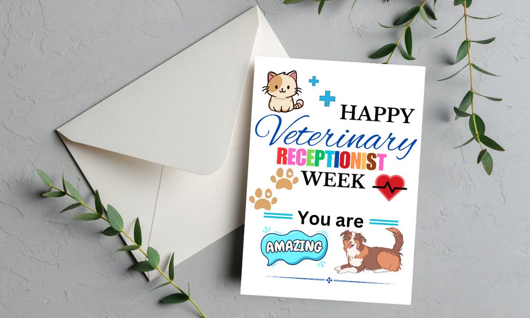 Happy Veterinary Receptionists Printable Thank You Card, Vet