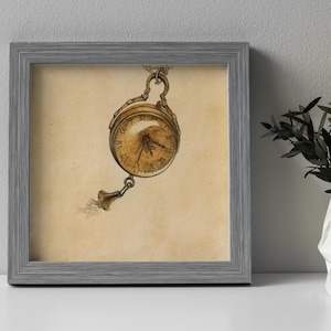 Antique Clock Art | Rustic Pocket Watch Art Print | Vintage Timepiece Digital Art | Printable Antique Wall Decor | Time-Inspired Wall Art