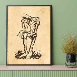 Abstrakte Figur Kunstdruck | Vintage Skizze Kunstdruck | Zeitgenössische Strichzeichnungen | Abstrakte menschliche Skizze | Vintage menschliche Figur Kunstdruck