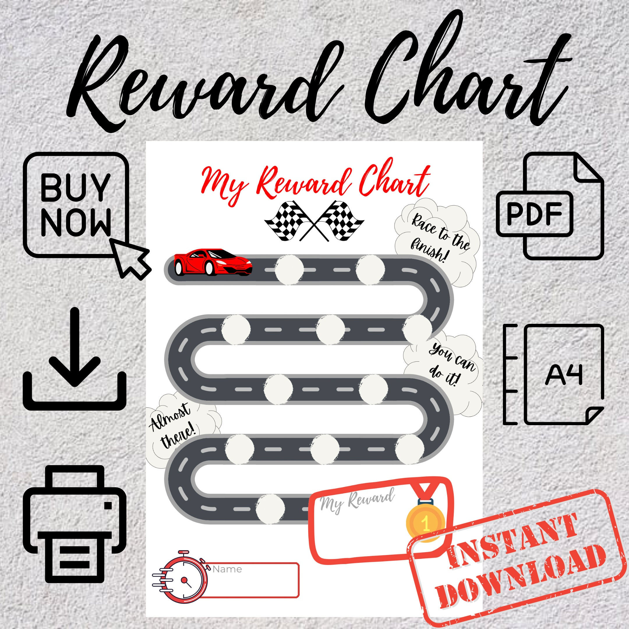 race car themed sticker reward chart - printable track for