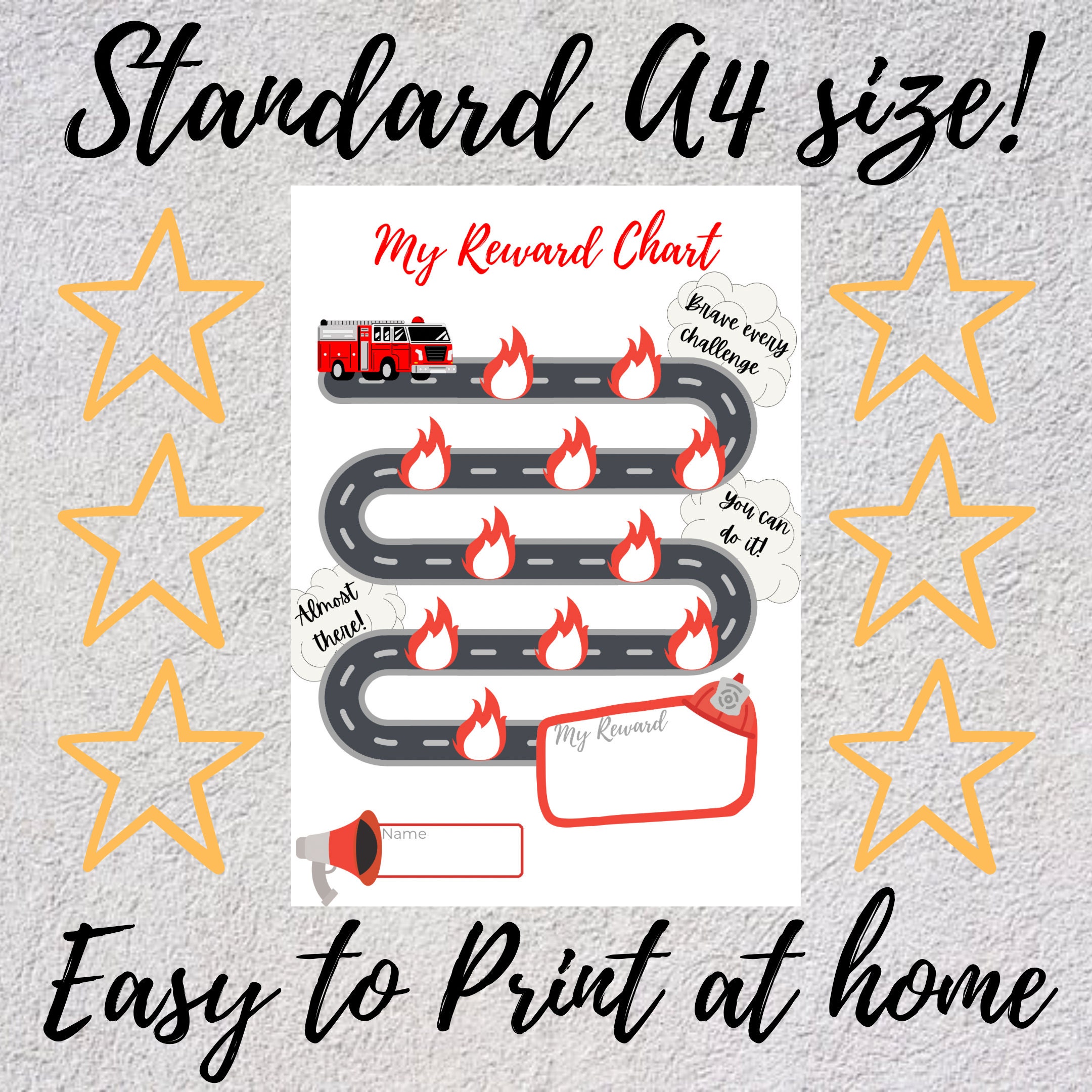 Fire Engine Sticker Reward Chart Motivational Kids Activity - Etsy