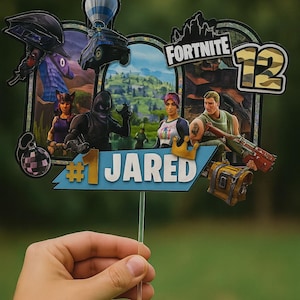 Gamer Fort Night Cake Topper Gamer Party Topper Battle Royale Theme Party Decor Personalized Cake Game Fort Night Custom Name Topper