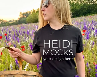 Gildan 64000 Mockup, Gildan black shirt mockup, T-shirt mockup, lifestyle mockup, Gildan black tee mock up, 64000 mockup, nature mockup,
