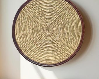Handwoven XL Senegalese Round Flat Basket for Wall, Ortoman Cover, Center Piece