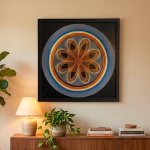 Handcrafted Framed String Art: Colorful Geometric Design, Ready to Hang - 25"Wx25"Hx1"D
