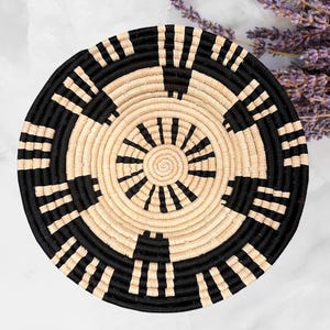 Natural, Black and Banana Leaves Abstract Raffia Wall Hanging Decor Plate Mat - Various Sizes image 2