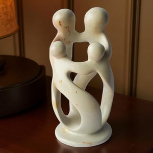 Family Sculpture, Handmade Family of Four Statue, Unique Gift - 8 inches Tall