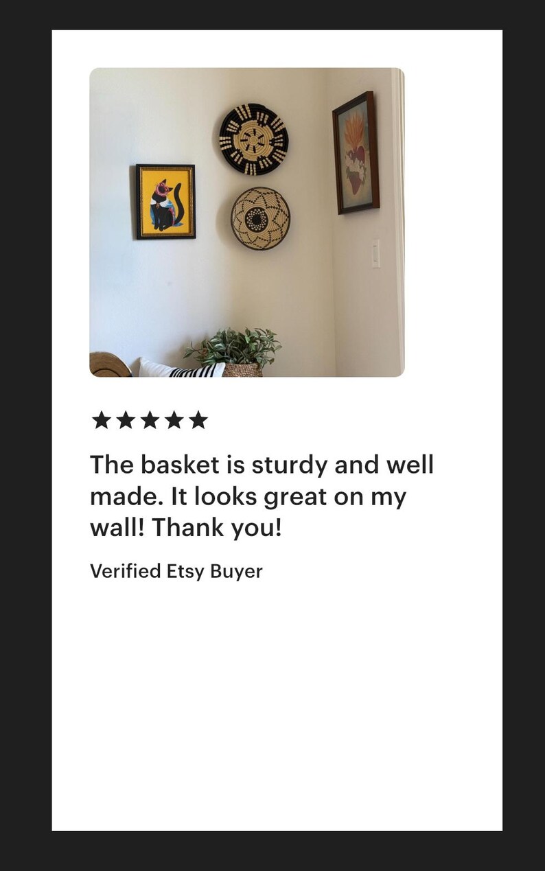 Natural, Black and Banana Leaves Abstract Raffia Wall Hanging Decor Plate Mat - Various Sizes image 3