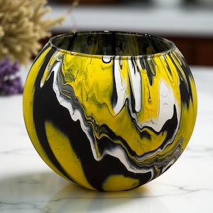 Hand Painted Glass Floral Vase, Vibrant Swirl Art, Unique Recycled Glass Decor, Handmade Floral Centerpiece, Living Room Gift Idea