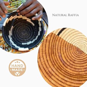 Natural, Black and Banana Leaves Abstract Raffia Wall Hanging Decor Plate Mat - Various Sizes image 5