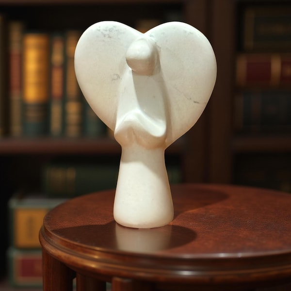 Handcarved Soapstone Angel Figurine: 4-Inch Serenity Sculpture