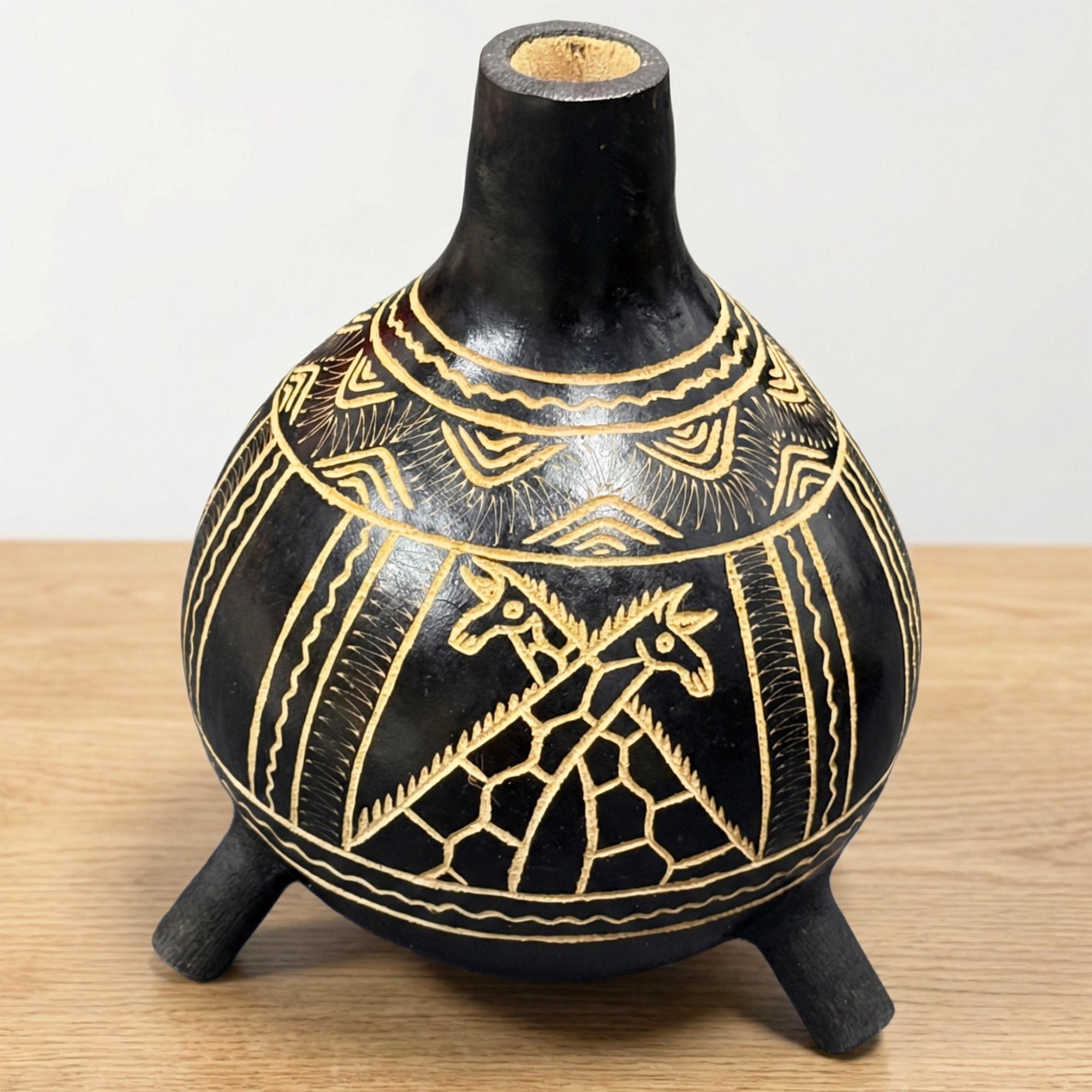 Handcarved African Calabash Gourds With Safari Animal Scenes and ...