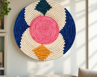 Set of 7 Large African Basket | Cute Home Raffia Decor | Boho Wall