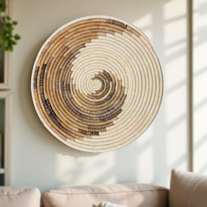 Raffia Banana Leaves Wall Plate with Swirl Design - Various Sizes