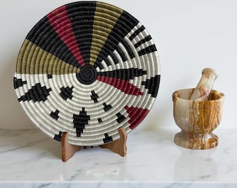 Handwoven African Basket Bowls in Red, Black, Natural - Various Sizes