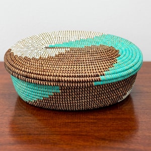 Handwoven Senegalese Oval Storage Baskets with Lid
