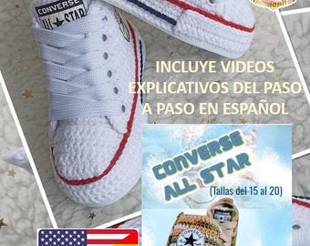 PDF pattern, Converse sneakers, baby sneakers, high-top Converse, crocheted sneakers, crocheted shoe, baby gift, tutorial
