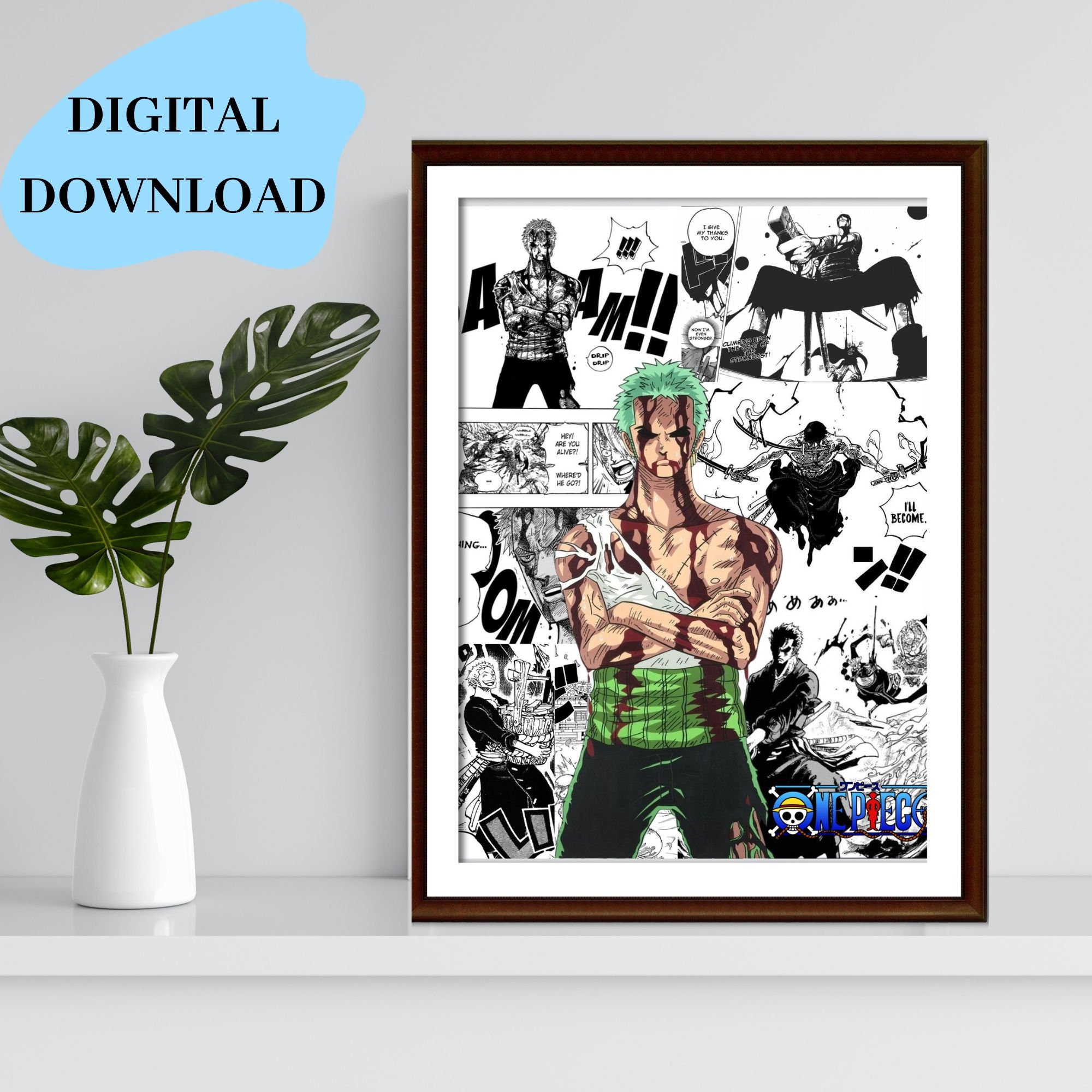 Roronoa Zoro nothing Happened Printable Wall Art Etsy
