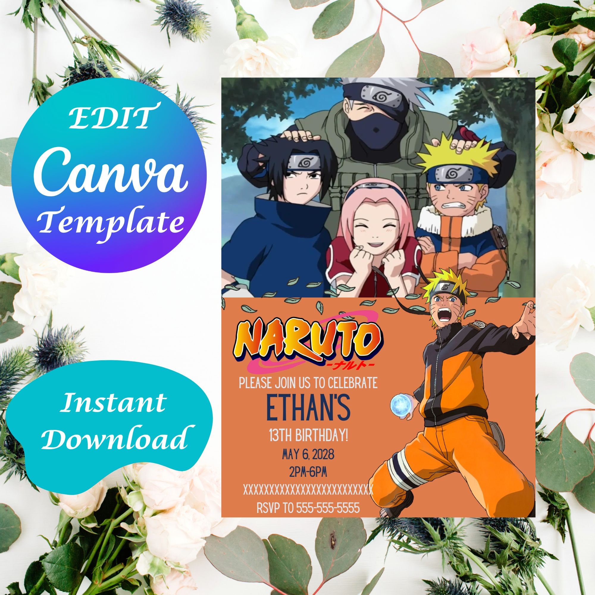 Carte Joyeux Anniversaire Naruto à Imprimer Naruto birthday card - Etsy France