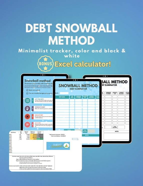 Snowball method digital planner, budget tracker, ipad download, digital download, goodnotes, snowball  calculator, avalanche method, debt