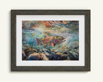 Trout Fishing Digital Art Rainbow Trout Midge Printable Digital Download Wall Art Outdoors Décor Rustic Wall Art Fly Fishing PNG Western Art