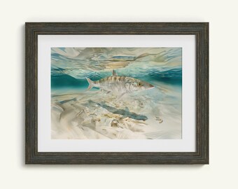 Bonefish Fishing Digital Art Ocean Décor Printable Digital Download Wall Art Outdoor Aesthetic Décor Salt Life Art Saltwater Fly Fishing PNG