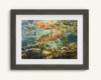 Trout Fishing Digital Art Alaska Rainbow Trout Printable Digital Download Wall Art Outdoors Décor Rustic Wall Art Fly Fishing PNG Alaska