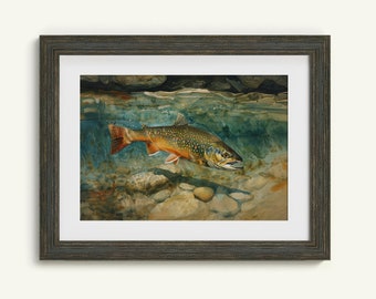 Trout Fishing Digital Art Bundle Printable Digital Download Wall Art Outdoors Aesthetic Décor Fly Fishing PNG Brook Brown Cutthroat Rainbow